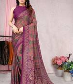 Light pink printed chiffon saree with blouse