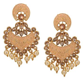 Brass Metal Enamel Kundan Chandbali Earring for Women/Girls 1
