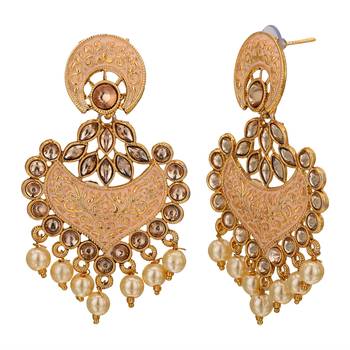 Brass Metal Enamel Kundan Chandbali Earring for Women/Girls 2