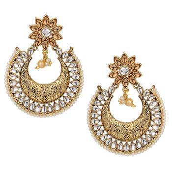 Embellished Kundan Pearl Chandbali Earring for Women Girls 1