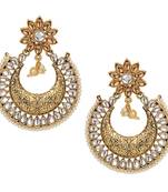 Embellished Kundan Pearl Chandbali Earring for Women Girls