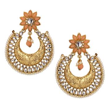 Embellished Kundan Pearl Chandbali Earring for Women Girls 1