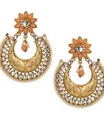 Embellished Kundan Pearl Chandbali Earring for Women Girls
