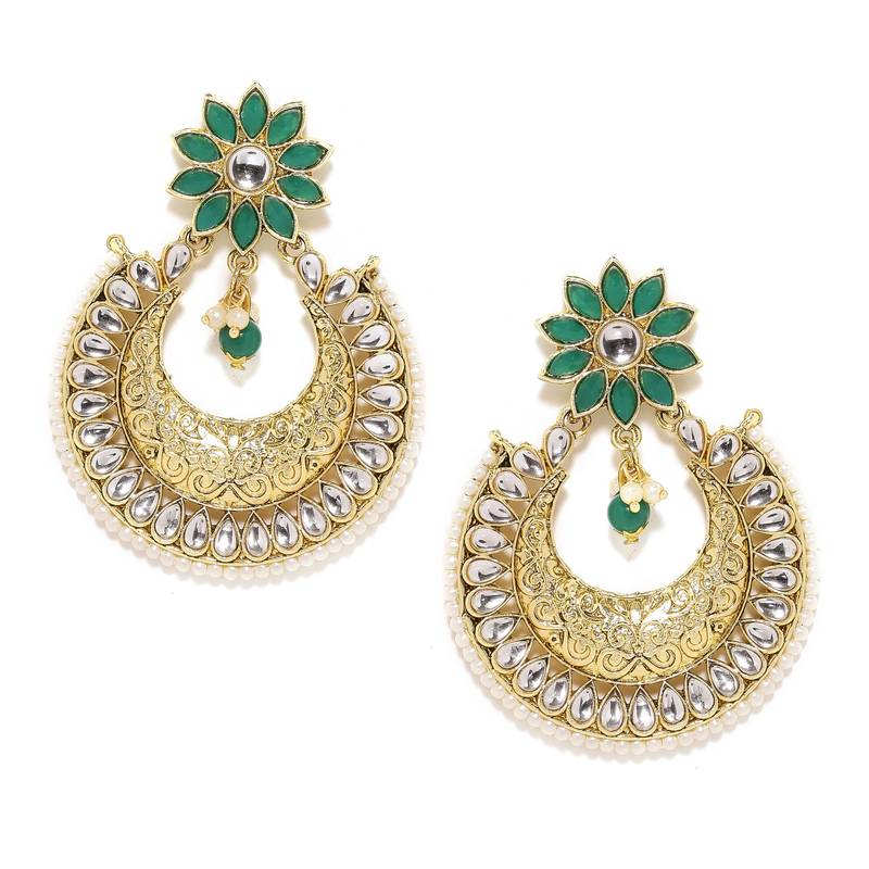 Embellished Kundan Pearl Chandbali Earring for Women Girls