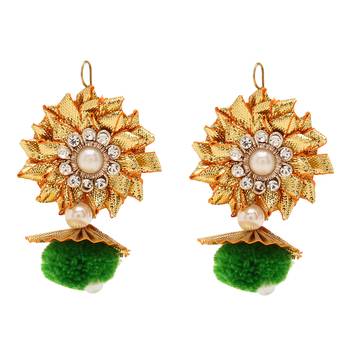 Glamorous Gota Patti Pink Ear Ring for Pre Wedding Shoot/Mehndi Ceremony(Light Weight Jewelry) 1