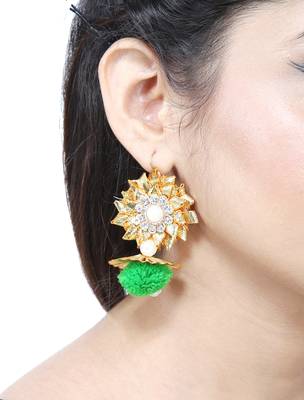 Glamorous Gota Patti Pink Ear Ring for Pre Wedding Shoot/Mehndi Ceremony(Light Weight Jewelry) 2