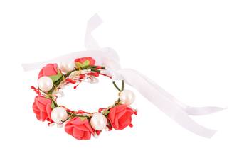Floral Red Color Fabric Handmade Wrist band/Bracelet for Men/Women/Kids - Pack of 2 2