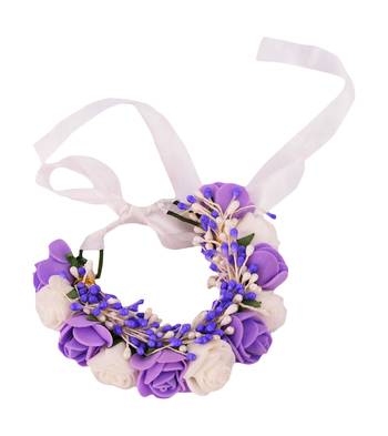 Floral Purple & White Color Fabric Handmade Wrist band/Bracelet for Men/Women/Kids - Pack of 2 3