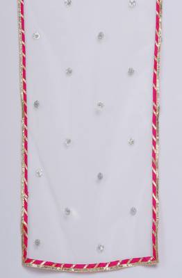 Little Bansi Floral Sequence frock kurta with Lacework and Gota sharara and lacework duppata - White & Yellow 6