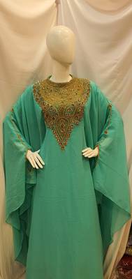 Light Green Hand Embroidered Farasha 1
