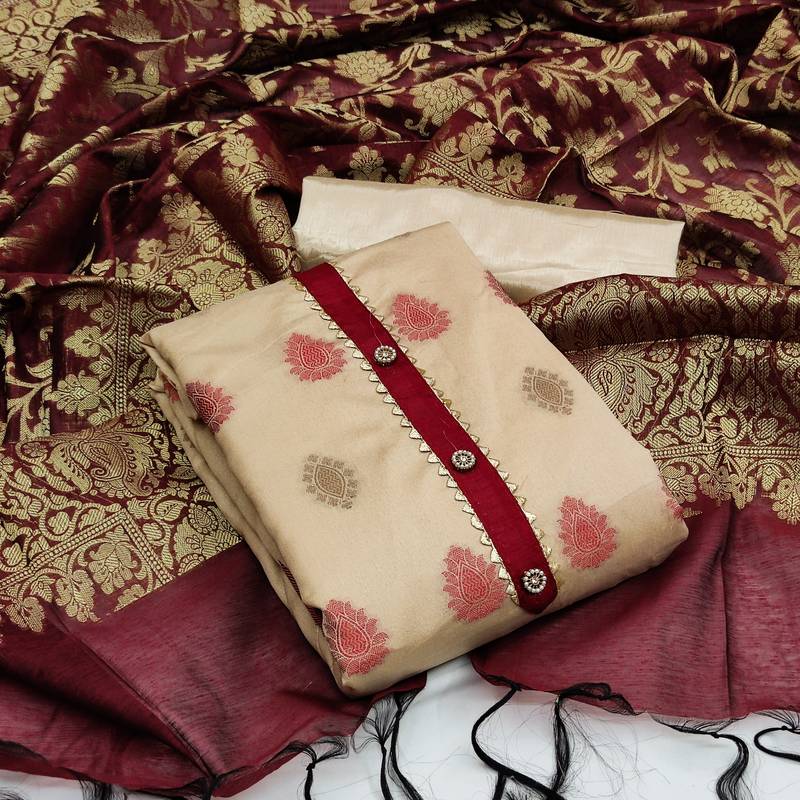 Maroon floral print banarasi salwar