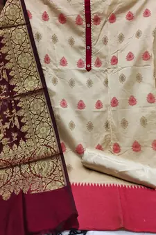 Maroon floral print banarasi salwar