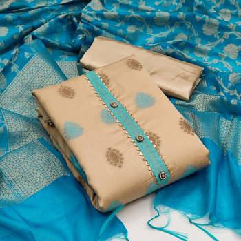 Sky-blue floral print banarasi salwar 1
