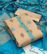 Sky-blue floral print banarasi salwar