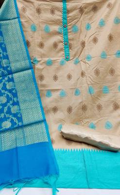 Sky-blue floral print banarasi salwar 2