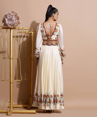 Cream Garden Print Skirt Set 4