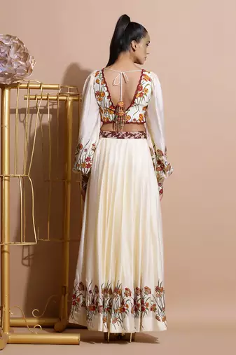 Cream Garden Print Skirt Set