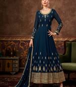 Teal Blue Georgette Anarkali Salwar Kameez