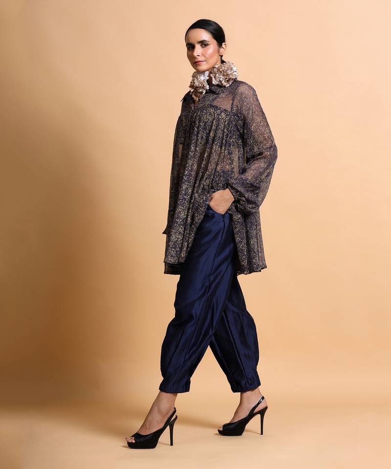 Navy Splash Bias Shirt Tunic Set