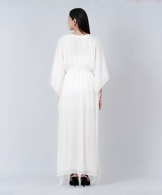 Ivory Lurex Full Length Kaftan 6