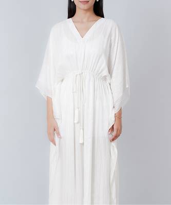 Ivory Lurex Full Length Kaftan 7