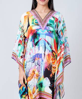 Multicoloured Abstract Mid Length Kaftan 6