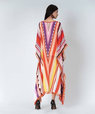 Candy Stripe Mid Length Kaftan 5