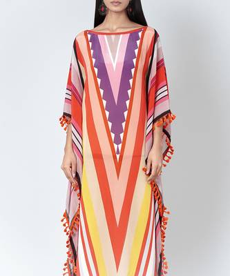 Candy Stripe Mid Length Kaftan 6