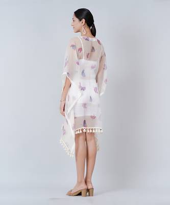 Purple And Blue Butterfly Mid Length Kaftan 5