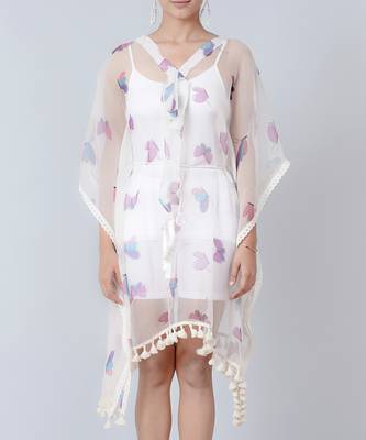 Purple And Blue Butterfly Mid Length Kaftan 6