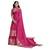Pink printed cotton saree with blouse