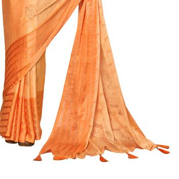 Orange brasso brasso saree with blouse 3