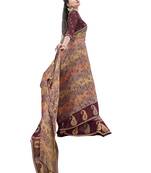Maroon printed brasso saree with blouse