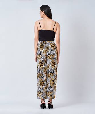 Yellow Baroque Animal Print Shirt And Palazzo Set 8