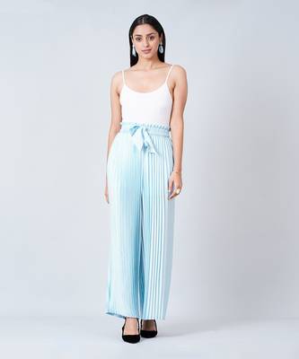 Blue Floral Top And Pleated Palazzo Set 6