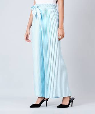 Blue Floral Top And Pleated Palazzo Set 7
