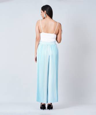 Blue Floral Top And Pleated Palazzo Set 9