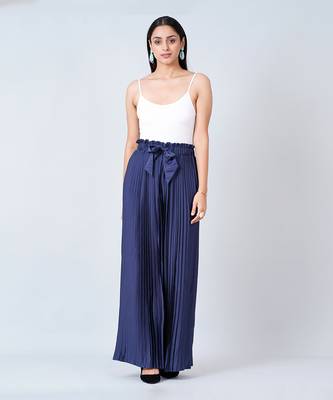 Purple And Blue Floral Top And Pleated Palazzo Set 6