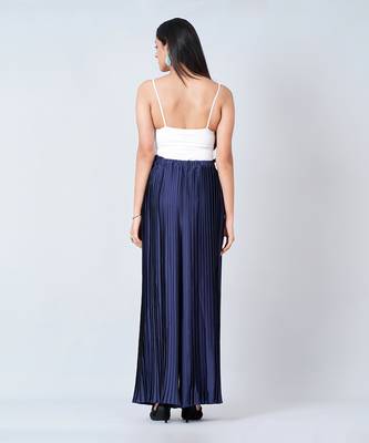 Purple And Blue Floral Top And Pleated Palazzo Set 9