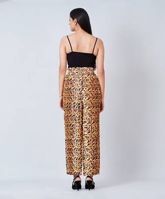 Yellow Animal Print Top And Knife Pleated Palazzo Set 7