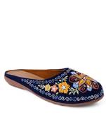 Kiana Women's Embroidered Denim Blue Canvas Closed Toe Bellies