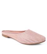 Kiana Women's Embroidered Pink Canvas Pointed Toe Bellies