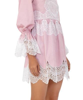 Lace Cutwork Dress with Blouson Sleeves 5