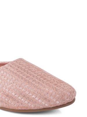Kiana Women's Embroidered Pink Canvas Pointed Toe Bellies 4