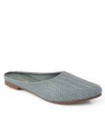 Kiana Women's Embroidered Green Canvas Pointed Toe Bellies