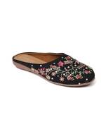 Kiana Women's Embroidered Black Canvas Closed Toe Bellies