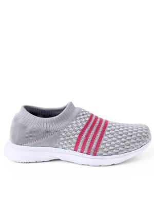 Kiana Women's Grey Canvas Knitted Round Sneaker 1