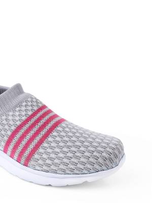 Kiana Women's Grey Canvas Knitted Round Sneaker 4