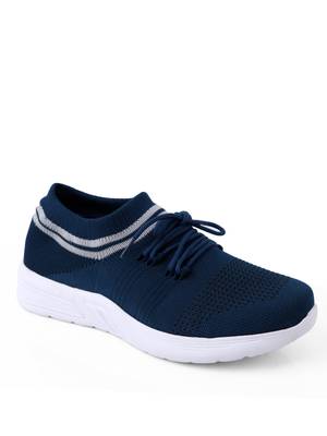 Kiana Women's Blue Canvas Knitted Round Sneaker 1