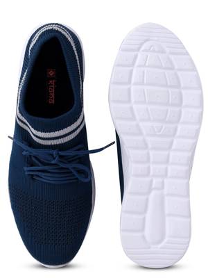 Kiana Women's Blue Canvas Knitted Round Sneaker 2